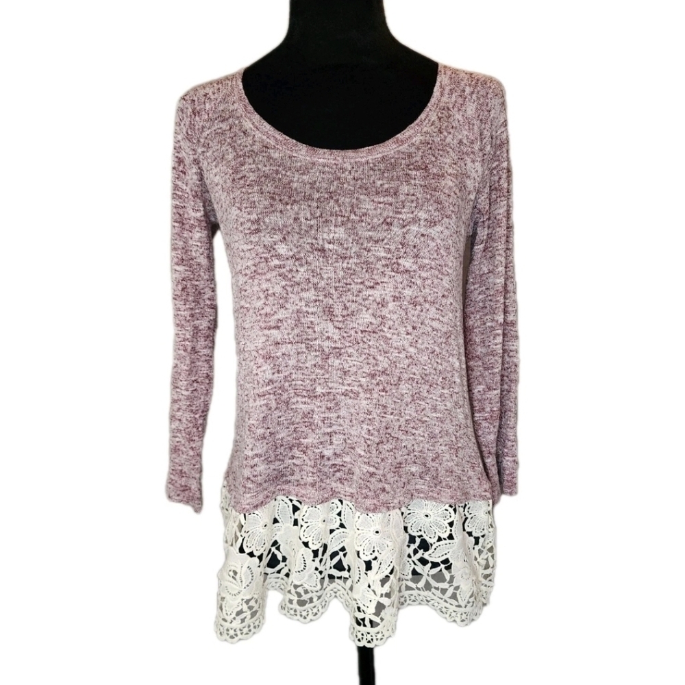 Eyeshadow Women's Sz S Marled With Lace Top Cottagecore Feminine Cocquette